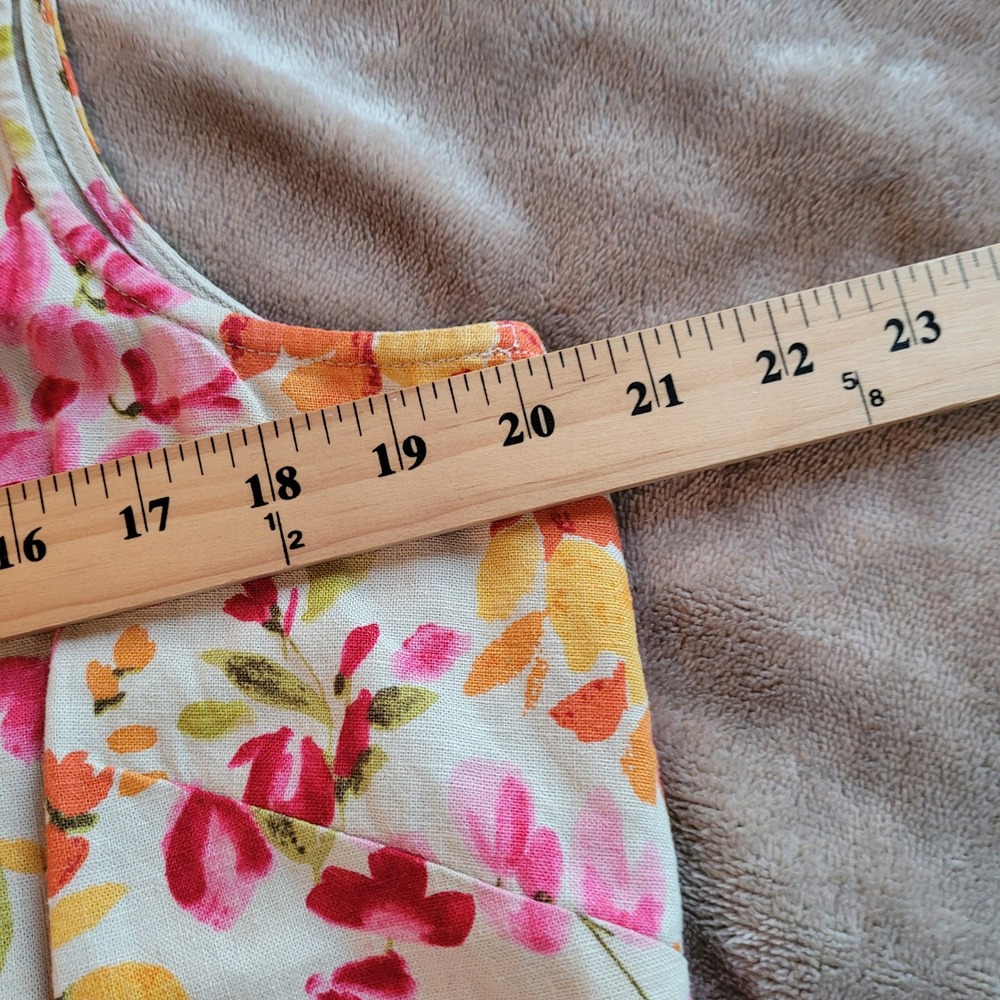 Watercolor Floral Women Top Large Ruffle Linen Blend Button Up Cottagecore 21973 - Picture 4 of 11